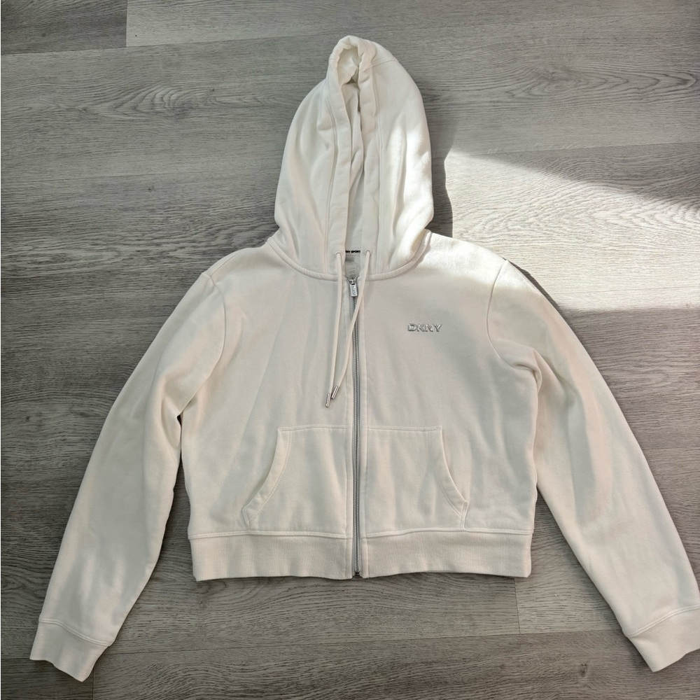 DKNY Off-White Zip Hoodie size medium